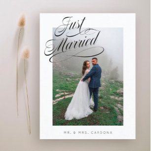 Fancily Married Elopement Photo Announcement Postcard