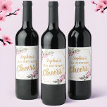 Fancy 21st Birthday Wine Labels - Cherry Blossom<br><div class="desc">Elevate your milestone birthday celebration with our Elegant 21st Birthday Wine Labels, adorned with graceful Japanese-style pink sakura flowers and a regal golden-lined frame, beautifully united to create an exquisite wreath. These chic drink bottle labels exude sophistication, capturing the essence of your special day. The customisable template includes a personalised...</div>