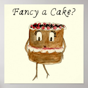Fancy a cake Black Forest Gateau Funny Cake Design Poster