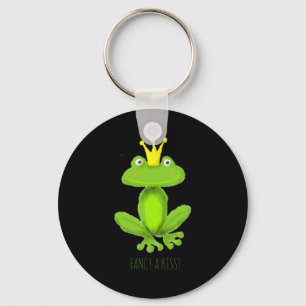 Fancy A Kiss Frog Prince Cartoon Valentiness Day T Key Ring