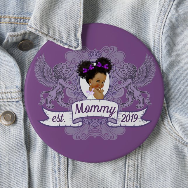 Fancy African Baby Girl Purple|White Princess 6 Cm Round Badge (In Situ)