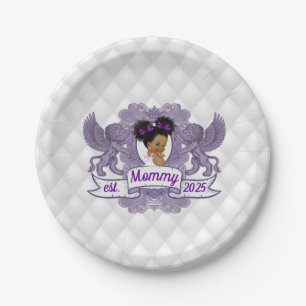 Fancy African Baby Girl Purple White Princess  Paper Plate