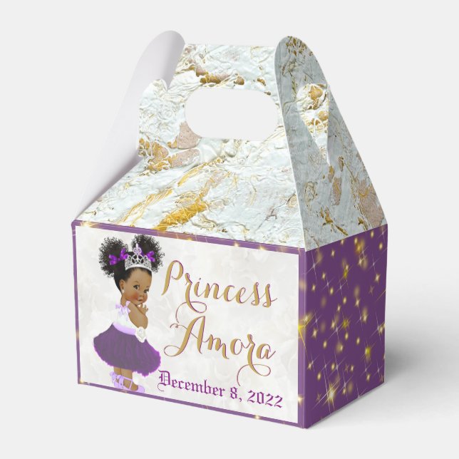 Fancy African Princess in Purple & Marble Gold Favour Box (Front Side)