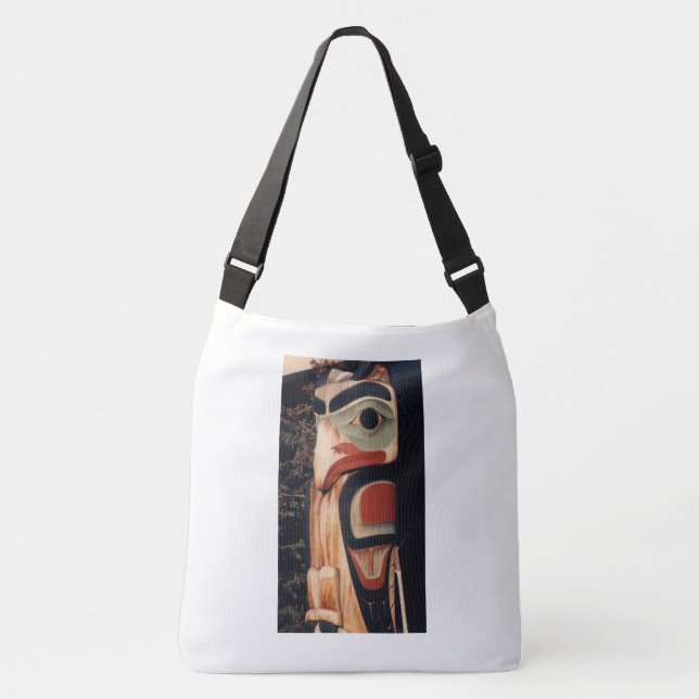 Fancy Alaska Wood Carved Totem Pole Photo Design Crossbody Bag (Front)