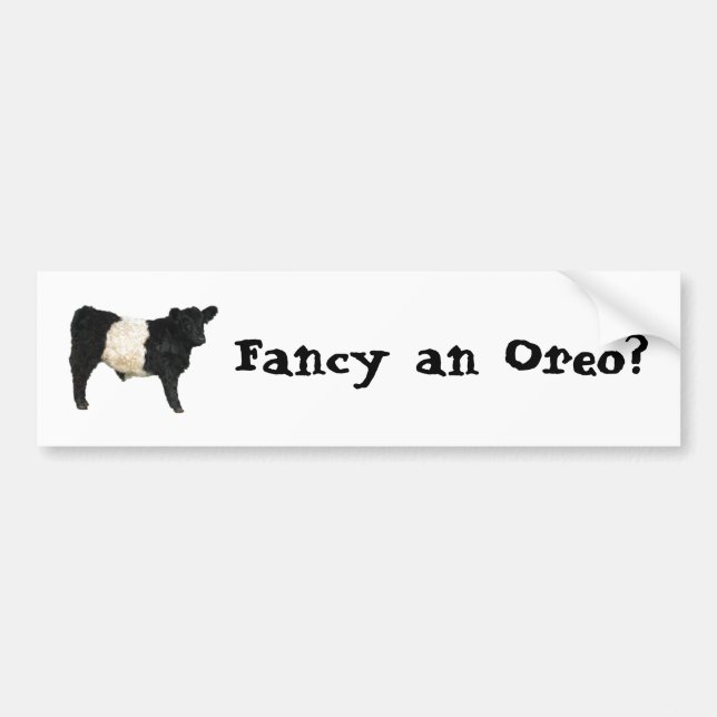 Fancy an Oreo? Belted Galloway Cattle Beltie Steer Bumper Sticker (Front)