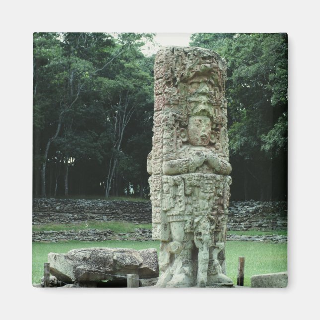 Fancy Ancient Mayan Ruins Square Refrigerator Magnet (Front)