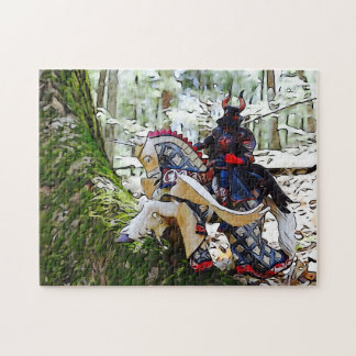 Fancy armoured knight on Pegasus Jigsaw Puzzle