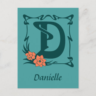 Fancy art nouveau letter D Postcard