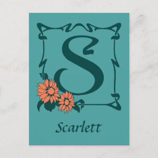 Fancy art nouveau letter S Postcard