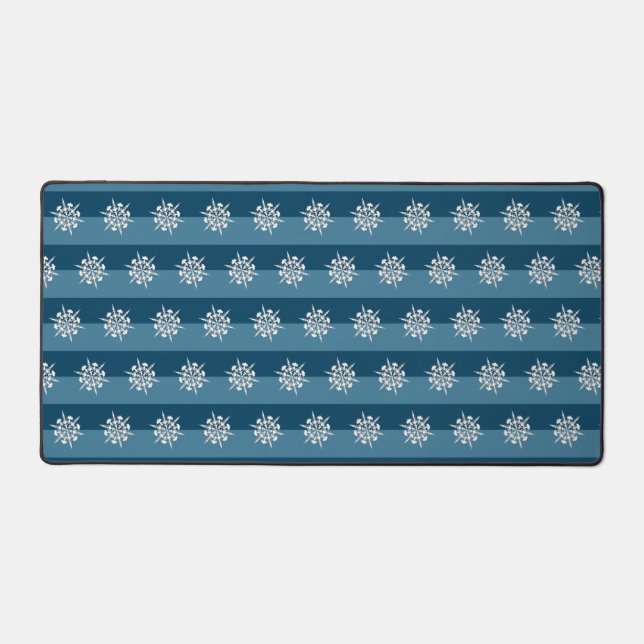 Fancy Artistic Christmas Snowflake Pattern Holiday Desk Mat (Front)