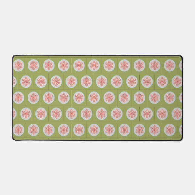 Fancy Artistic Snowflake Pattern Holiday Desk Mat (Front)