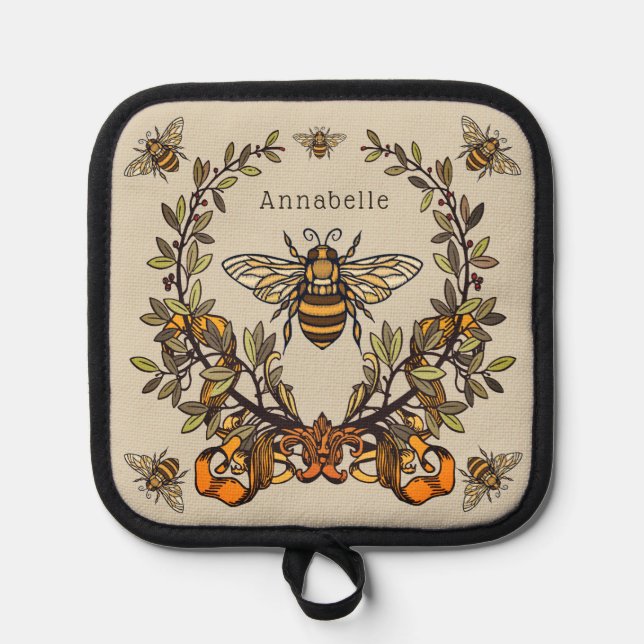 Fancy Bee Personalise Pot Holder (Front)