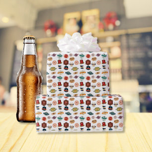 Fancy Beer Labels Collage Wrapping Paper