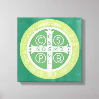 Fancy Benedictine Cross No. 2 Green Canvas Print