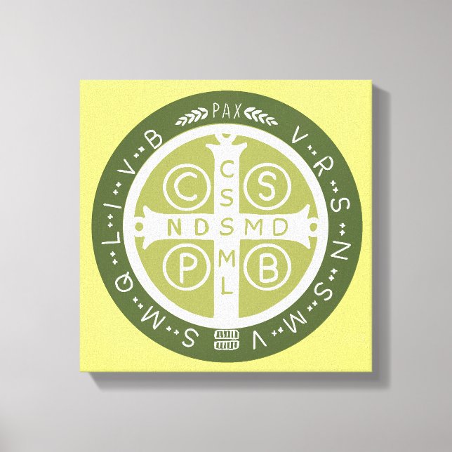 Fancy Benedictine Cross No. 3 Green Canvas Print (Front)