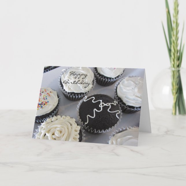 Fancy Birthday Cupcakes Card (Front)