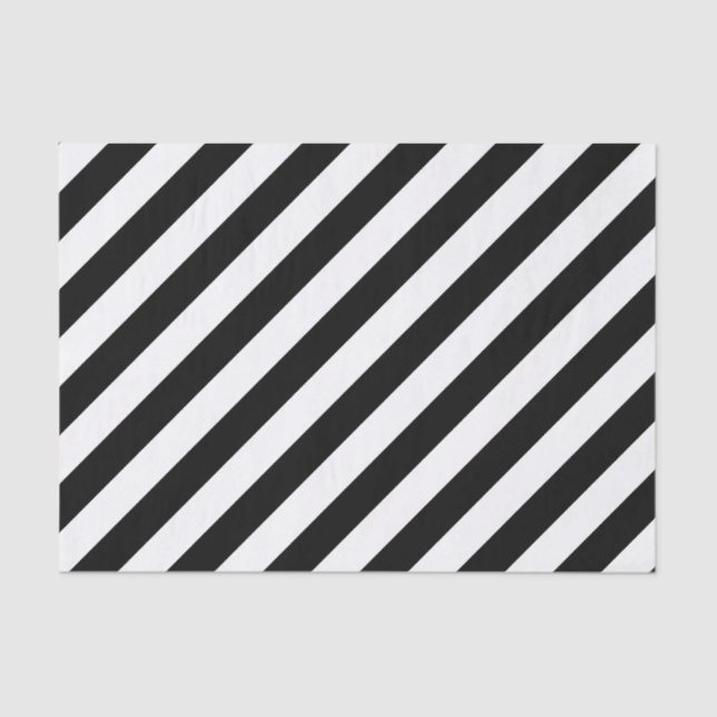 Fancy Black and White Diagonal Striped Pattern Tissue Paper (Front)