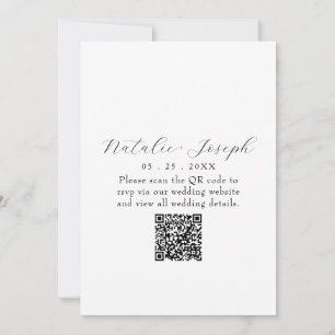 Fancy Black And White Floral QR Code Wedding  Invitation