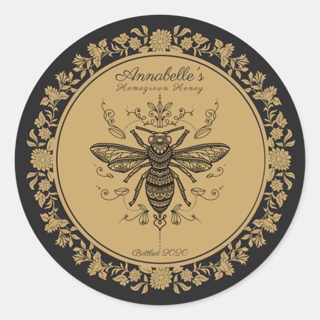 Fancy Black Bee Honey Label (Front)