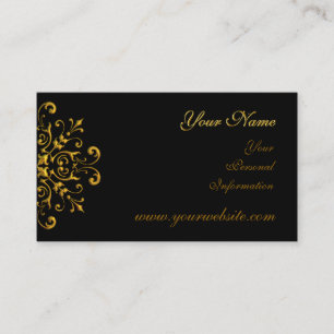 Fancy Black Gold Filigree Business Cards