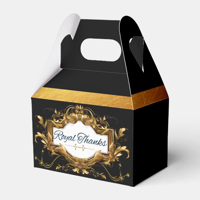 Fancy Black|Gold Royal African Prince Favour Box (Front Side)