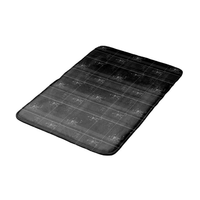 Fancy Black Plaid Med Bath Mat (Angled)