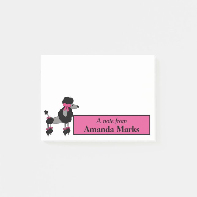 Fancy Black Poodle Personalised Post-it Notes (Front)