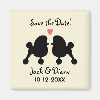 Fancy Black Toy Poodles Wedding Save the Date Magnet