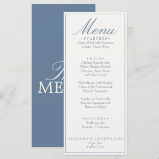 Fancy  Blue And white Old Money Luxury Wedding Menu