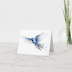 Fancy Blue Bird Flying BLANK Card