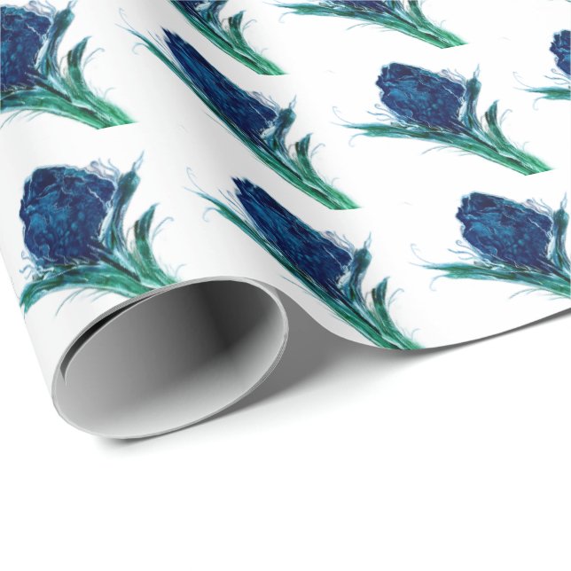 Fancy Blue Flower Wrapping Paper (Roll Corner)