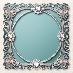 Fancy Blue Jewelled Look Paper Coaster