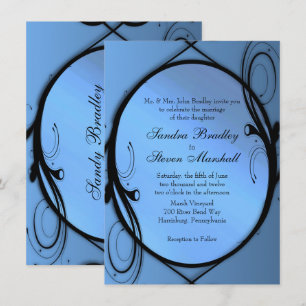 Fancy Blue Wedding Invitation