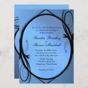 Fancy Blue Wedding Invitation