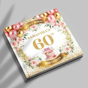 Fancy Boho 60th Birthday Guest Book Sparkle Finish