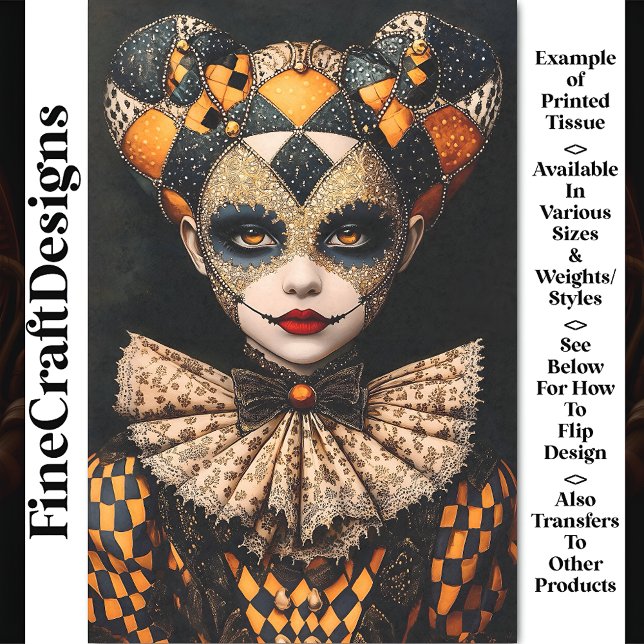 Fancy Bold Harlequin Mask Face Paint BU2 Decoupage Tissue Paper (Creator Uploaded)