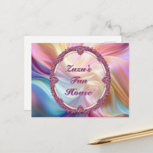 Fancy Border Colourful Pastel Silk Personalise Postcard