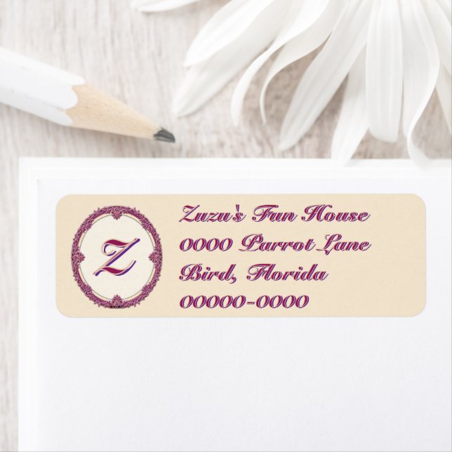 Fancy Border Purple/Pink And Cream Personalise (Insitu)