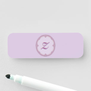 Fancy Border Purple/Pink And Cream Personalise Name Tag