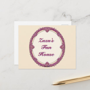 Fancy Border Purple/Pink And Cream Personalise Postcard