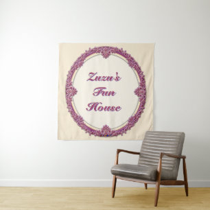 Fancy Border Purple/Pink And Cream Personalise Tapestry