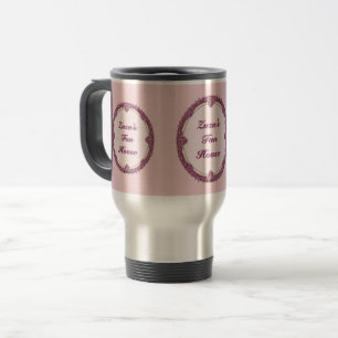 Fancy Border Purple/Pink And Cream Personalise Travel Mug