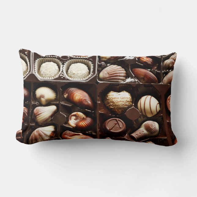 Fancy Box of Chocolate Lumbar Cushion (Front)