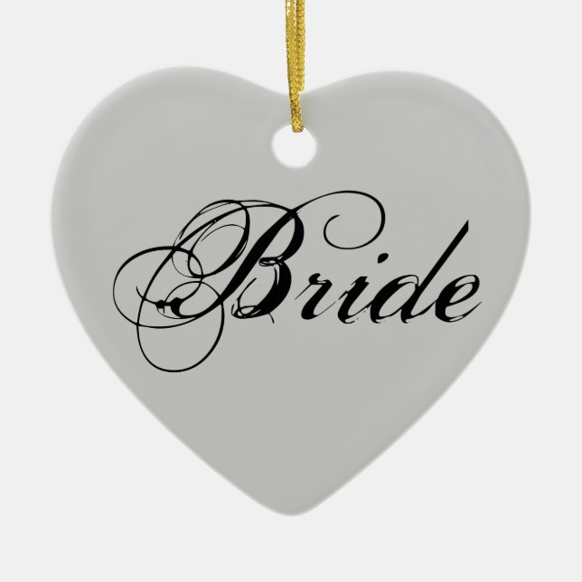 Fancy Bride On Grey Ceramic Tree Decoration (Front)