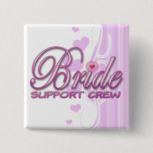 fancy bride support crew wedding bridal party fun 15 cm square badge