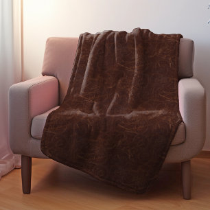 Fancy Brown Swirl Faux Leather Sherpa Blanket