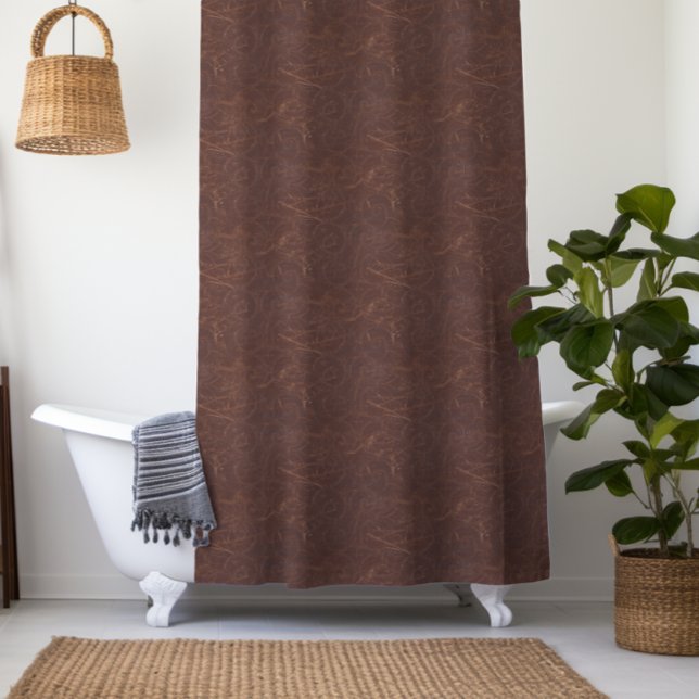 Fancy Brown Swirl Faux Leather Shower Curtain (Creator Uploaded)