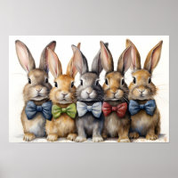 Fancy Bunny Bow Tie Watercolor