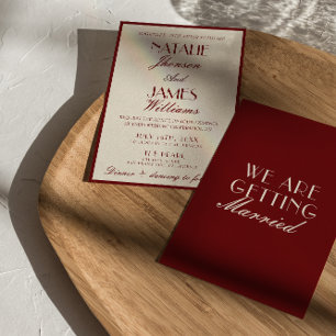 Fancy Burgundy Cream Classy Old Money Wedding Invitation
