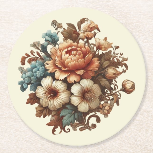 Fancy Buttercream Floral Paper Coaster (Front)